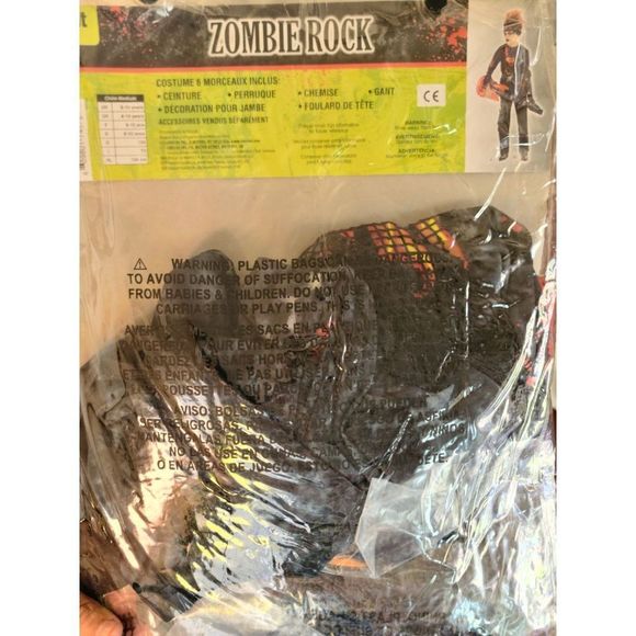 NEW ROCK ZOMBIE BOYS HALLOWEEN COSTUME SIZE MEDIUM 8/10 - Picture 3 of 5